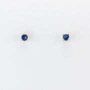 Alt View Silver CZ Sapphire 3mm Post Earrings