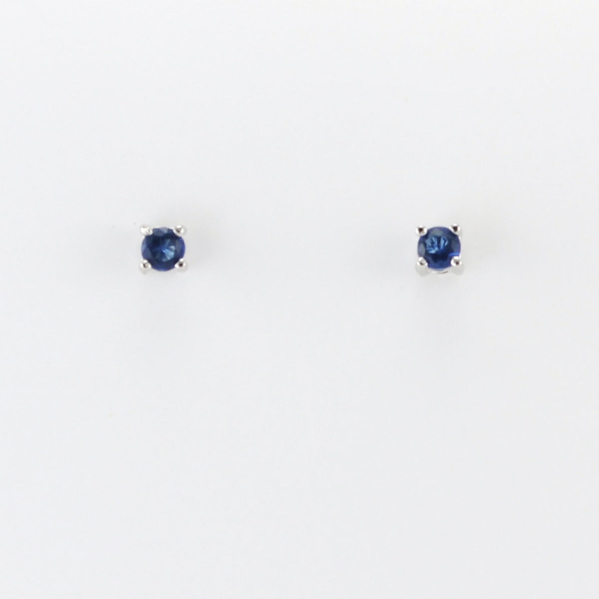 Alt View Silver CZ Sapphire 3mm Post Earrings