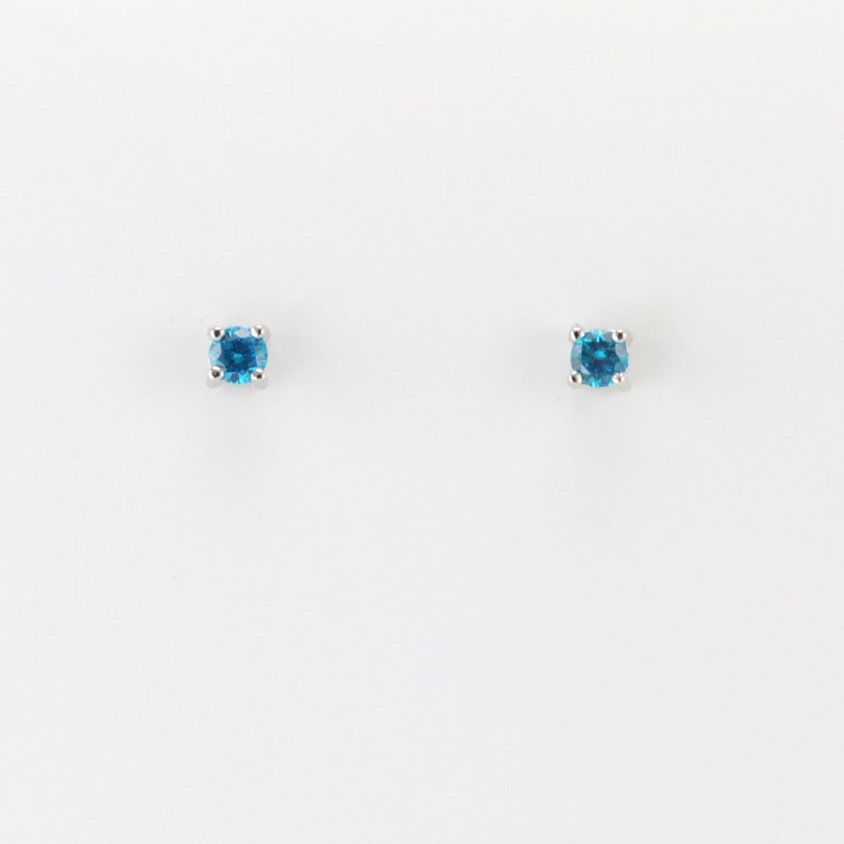 Alt View Silver CZ Blue Topaz 3mm Post Earrings