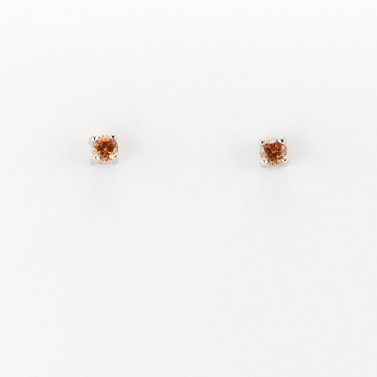 Alt View Silver CZ Citrine 3mm Post Earrings