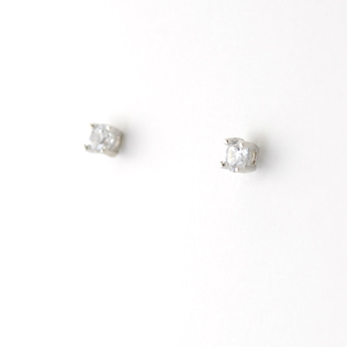 Silver CZ 3mm Post Earrings