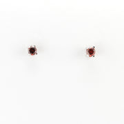 Alt View Silver CZ Garnet 3mm Post Earrings
