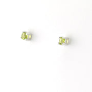 Silver CZ Peridot 3mm Post Earrings