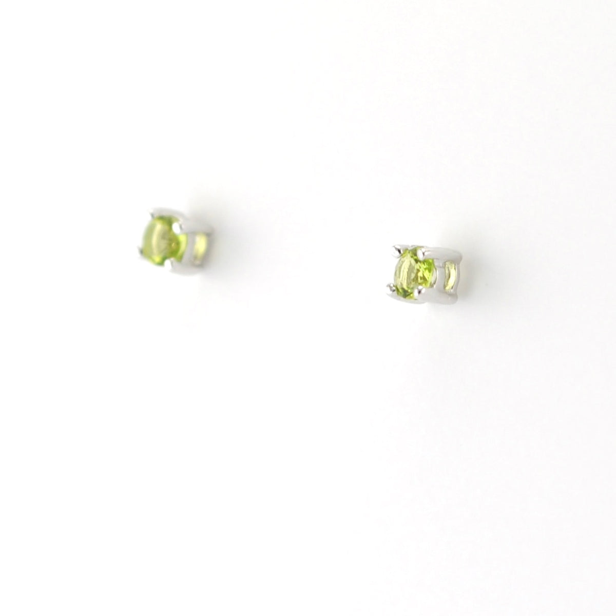 Silver CZ Peridot 3mm Post Earrings