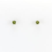 Alt View Silver CZ Peridot 3mm Post Earrings