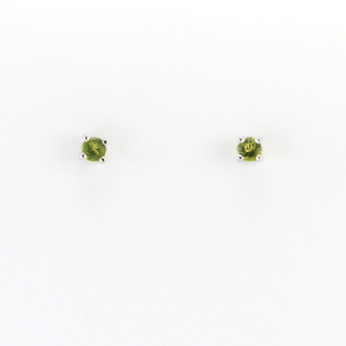 Alt View Silver CZ Peridot 3mm Post Earrings