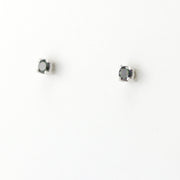 Side View Silver CZ Rainbow Topaz 3mm Post Earrings