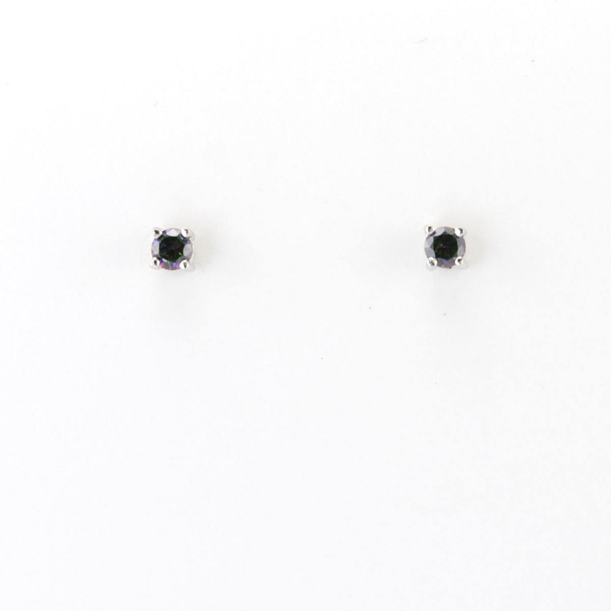 Silver CZ Rainbow Topaz 3mm Post Earrings
