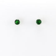 Alt View Silver CZ Emerald 5mm Post Earrings