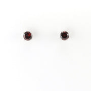 Alt View Silver CZ Garnet 5mm Post Earrings