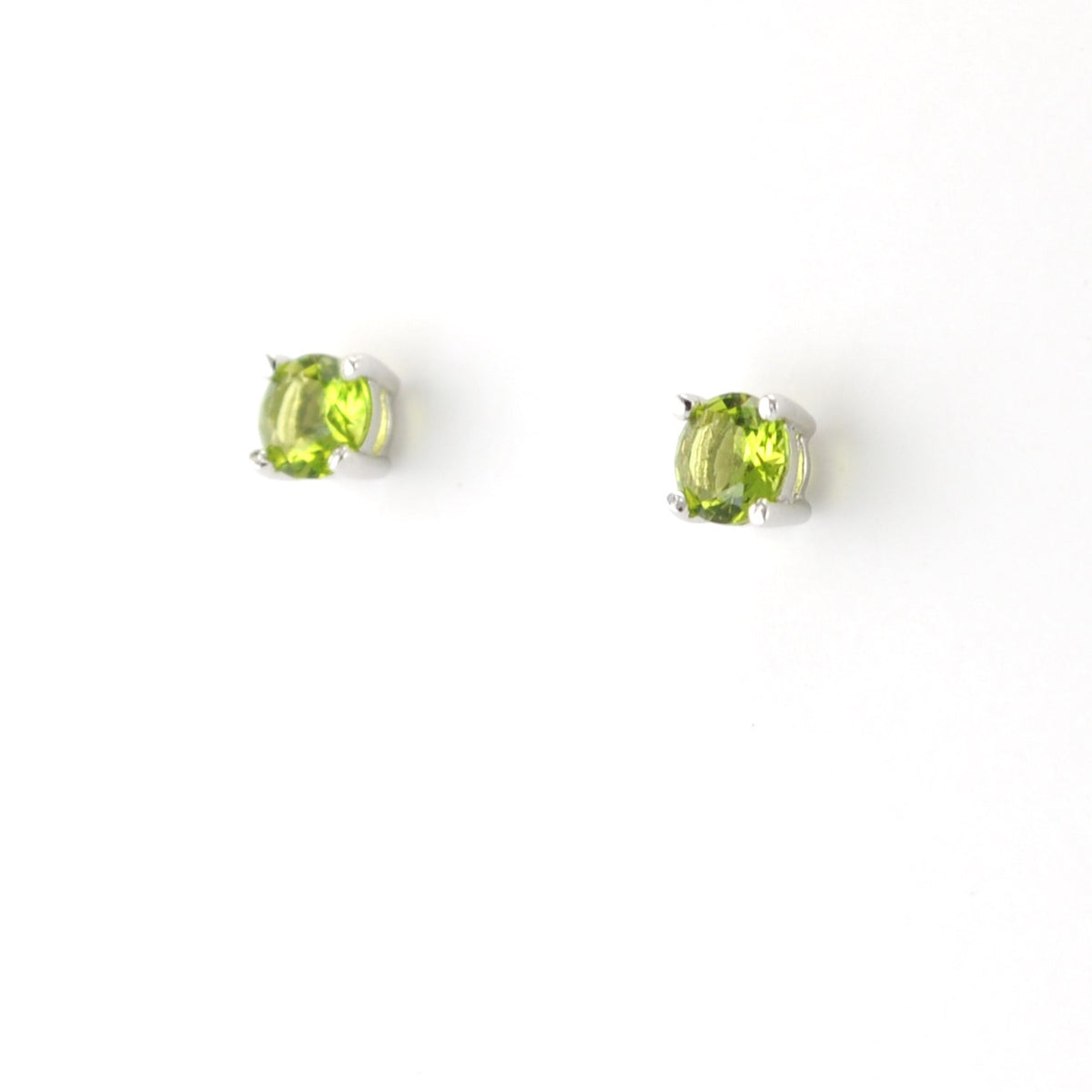 Silver CZ Peridot 5mm Post Earrings