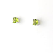 Silver CZ Peridot 5mm Post Earrings