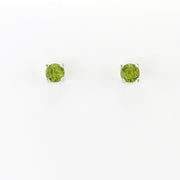 Alt View Silver CZ Peridot 5mm Post Earrings
