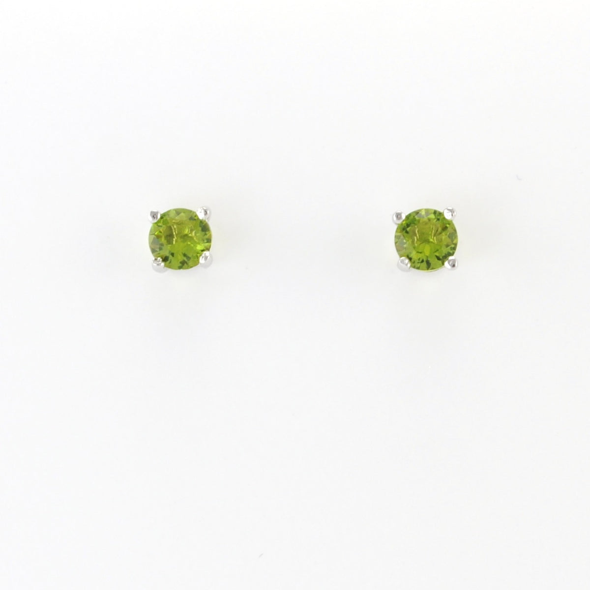 Alt View Silver CZ Peridot 5mm Post Earrings