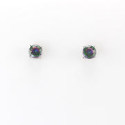 Alt View Silver CZ Rainbow Topaz 5mm Post Earrings