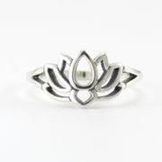 Silver Open Lotus Ring Size 8