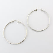 Silver 2x50mm Hoop Earrings
