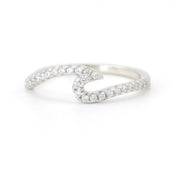 Silver Cubic Zirconia Wave Ring 6