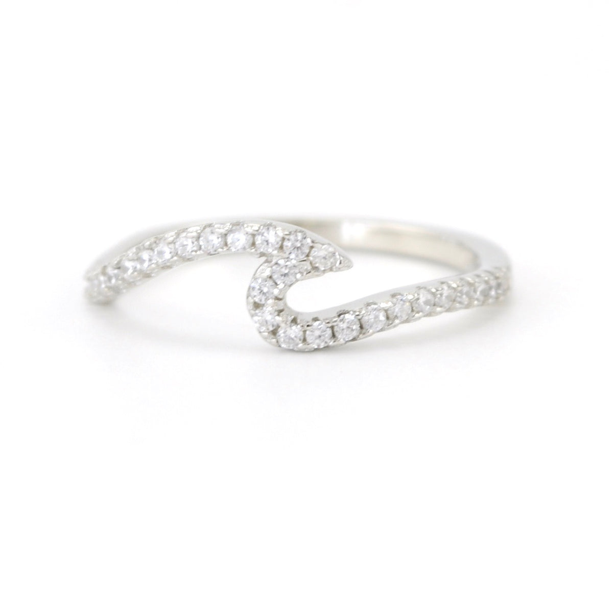 Silver Cubic Zirconia Wave Ring 6