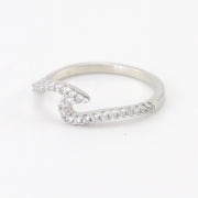 Side View Silver Cubic Zirconia Wave Ring 6