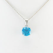 Alt View Sterling Silver Blue Topaz CZ Necklace