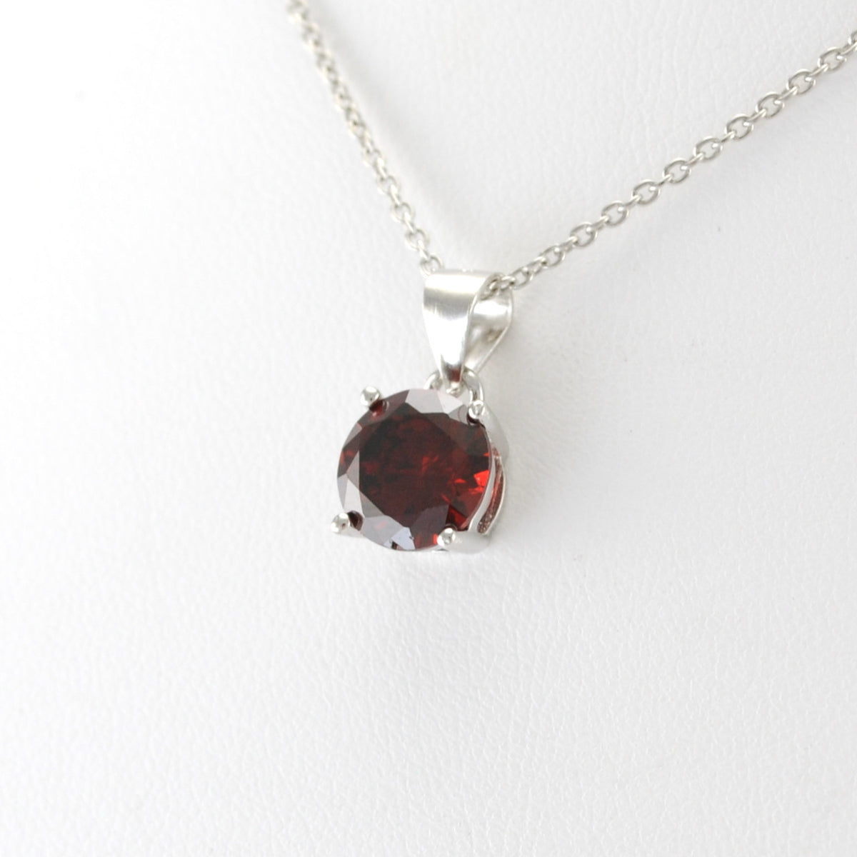 Sterling Silver Garnet CZ Necklace