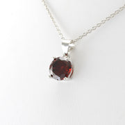 Sterling Silver Garnet CZ Necklace
