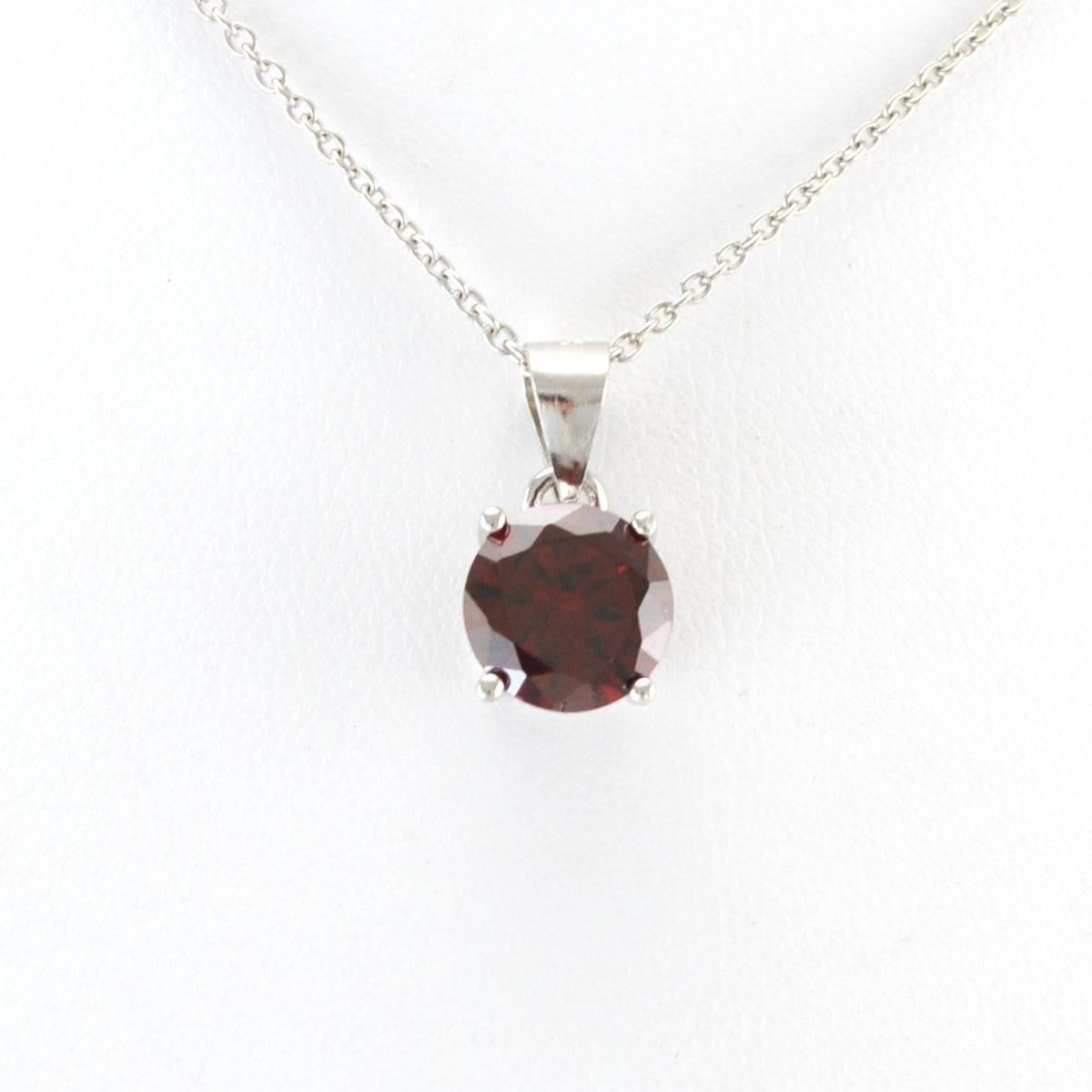 Alt View Sterling Silver Garnet CZ Necklace