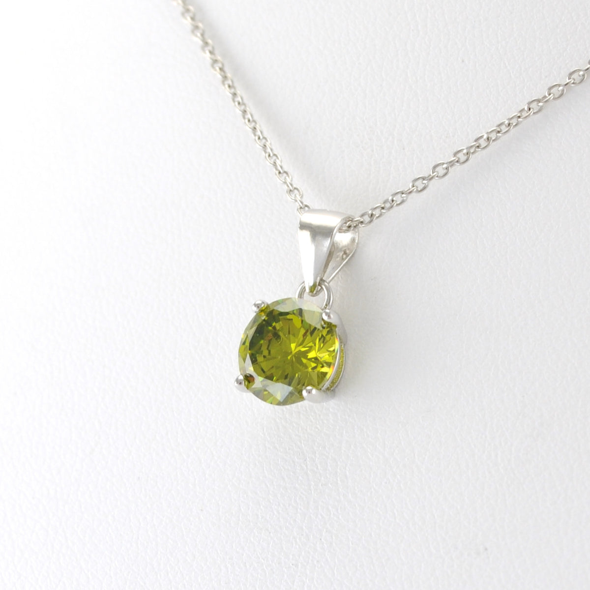 Sterling Silver Peridot CZ Necklace