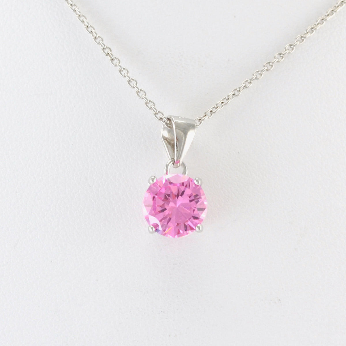 Alt View Sterling Silver Pink CZ Necklace