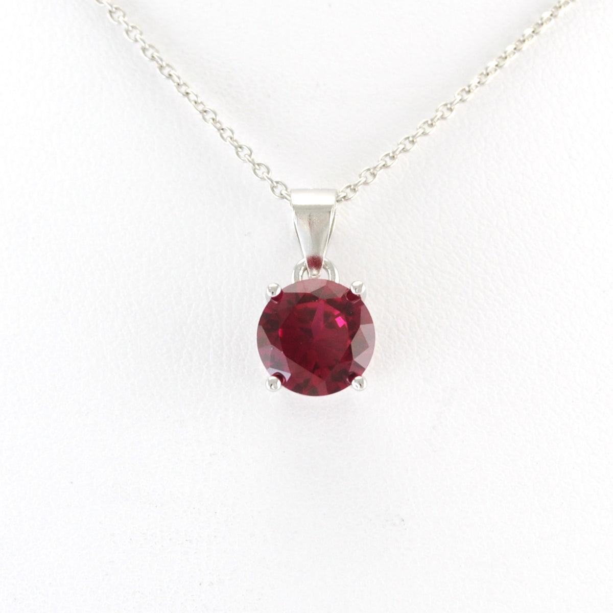 Alt View Sterling Silver Ruby CZ Necklace