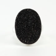 Alt View Silver Black Druzy Agate Oval Ring