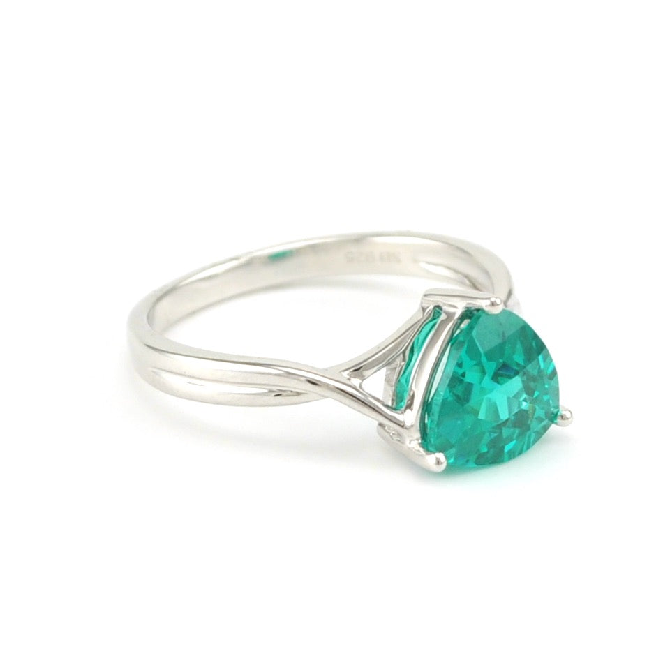 Side View Sterling Silver Parieba Corundum 3ct Tri Ring
