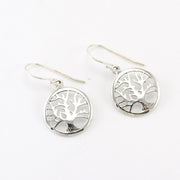Alt View Silver Tree of Life Round Dangle Earrings