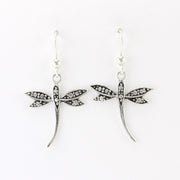 Alt View Sterling Silver Dragonfly Dangle Earrings