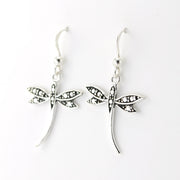Alt View Sterling Silver Dragonfly Dangle Earrings