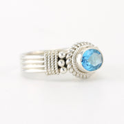 Alt View Silver Blue Topaz 6x8mm Oval Ring
