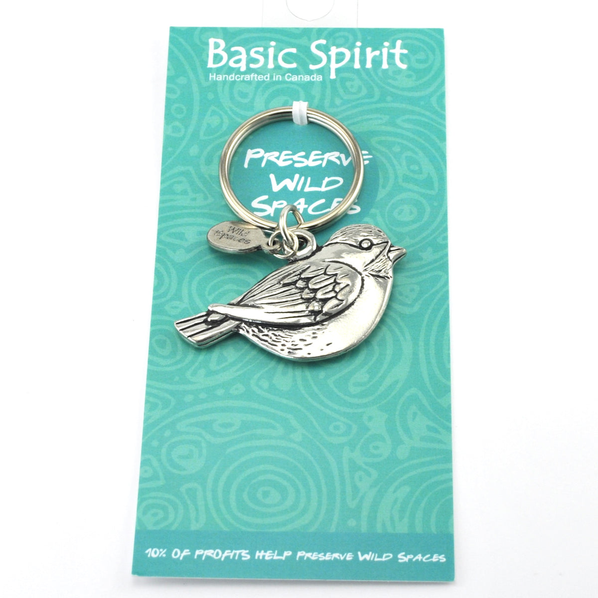 Handcrafted Pewter Chickadee Key Ring