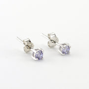 Side View Silver CZ Lavender 3mm Post Earrings