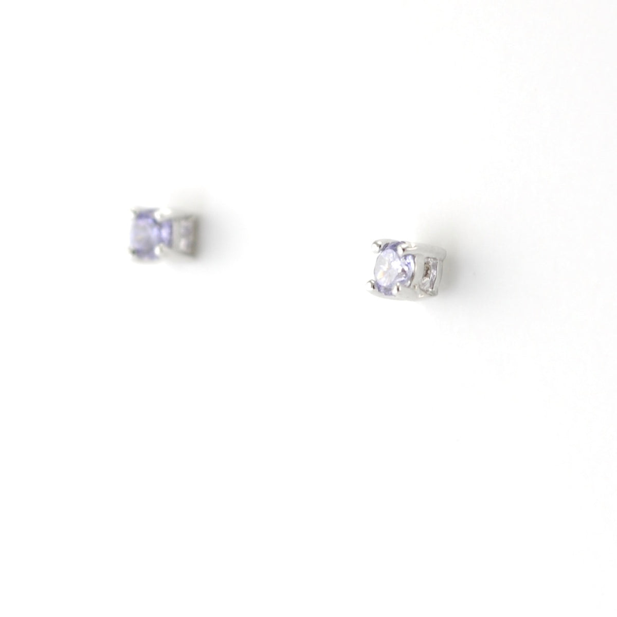 Silver CZ Lavender 3mm Post Earrings