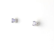 Silver CZ Lavender 3mm Post Earrings