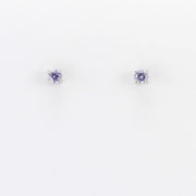 Alt View Silver CZ Lavender 3mm Post Earrings
