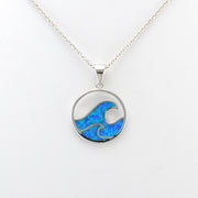Alt View Silver Created Opal Double Wave Necklace