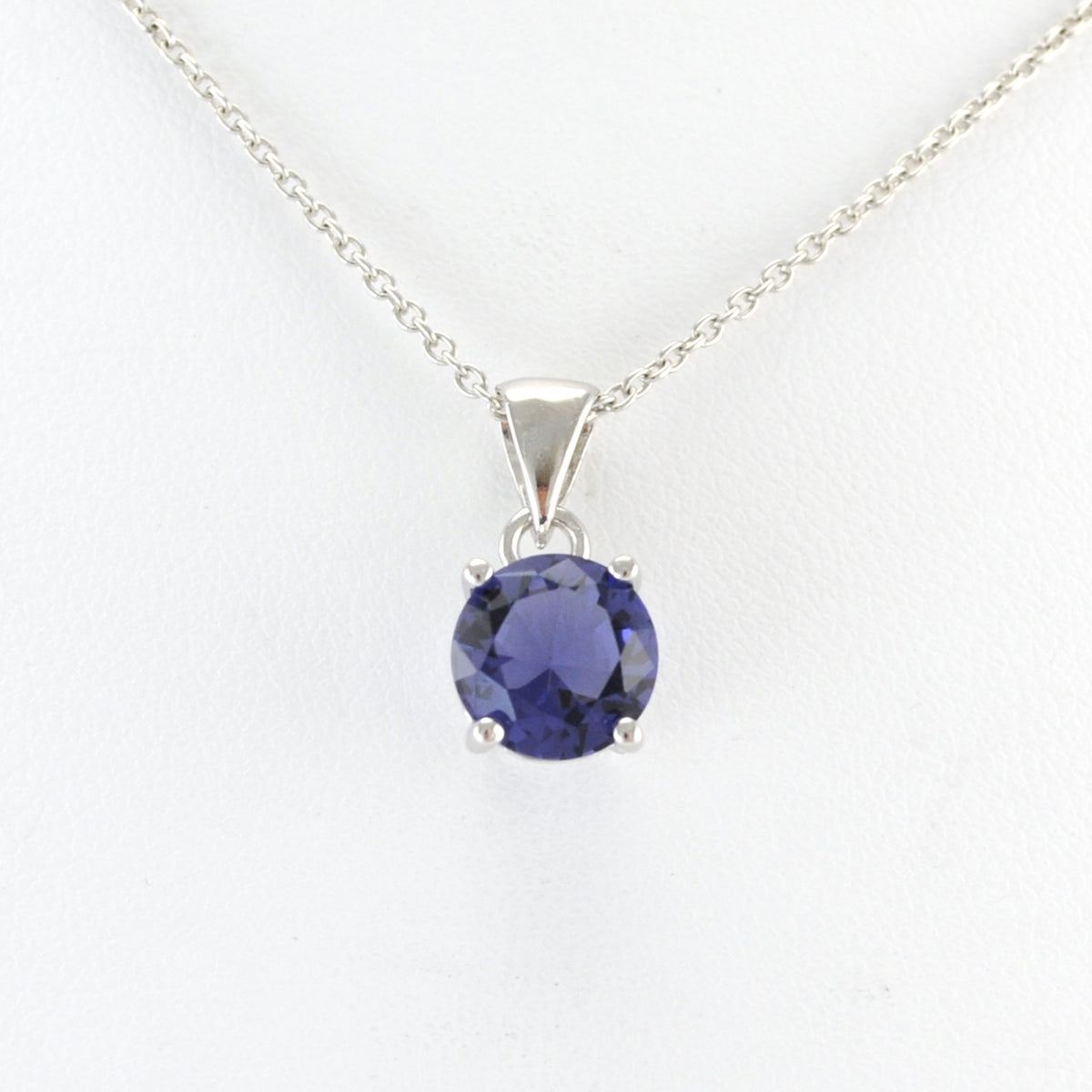 Alt View Sterling Silver Tanzanite CZ Necklace