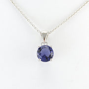 Alt View Sterling Silver Tanzanite CZ Necklace