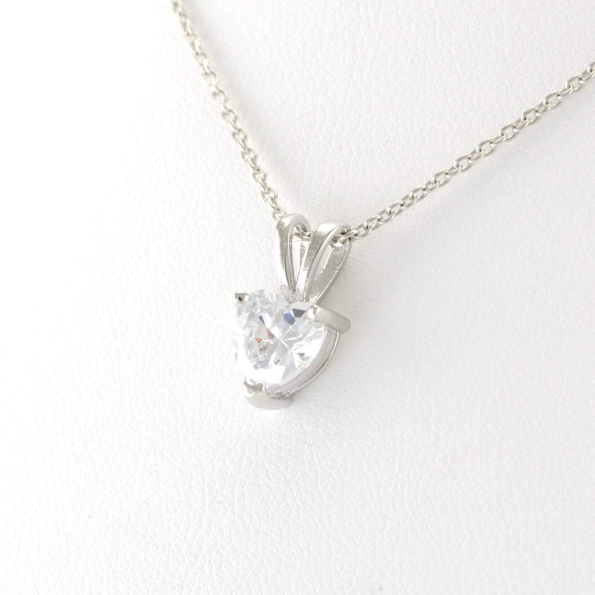 Silver Cubic Zirconia Heart Necklace