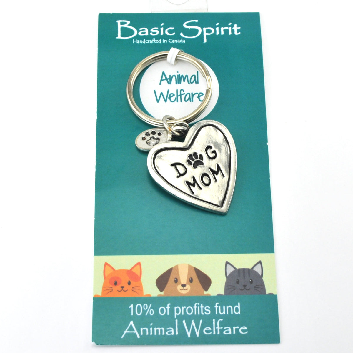 Handcrafted Pewter Dog Mom Key Chain