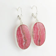 Side View Silver Rhodochrosite 18x26mm Oval Earrings