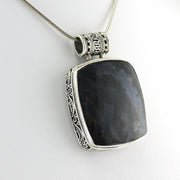 Side View Silver Pietersite 26mm Square Bali Pendant