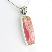 Side View Silver Rhodochrosite 14x34mm Rect Pendant